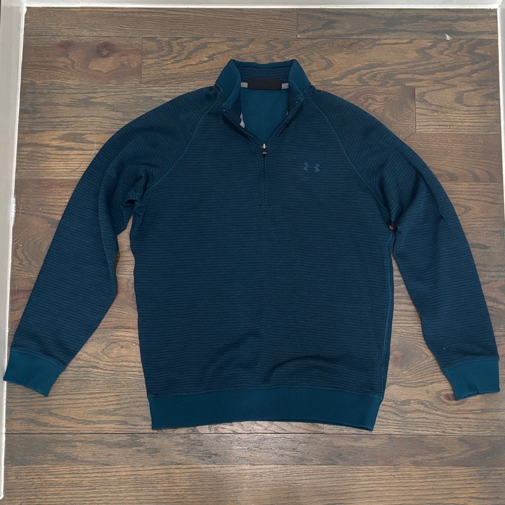 Under Armour Blue Storm SweaterFleece 1/4 Zip, Size Large, Like New!